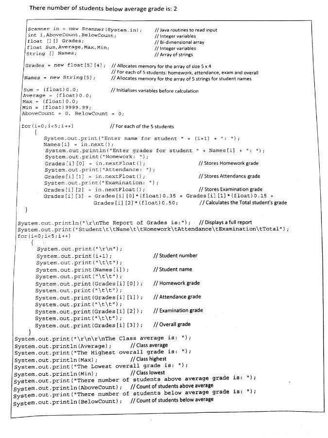 StudentGrades allows to enter the name and three numeric grades (homework, attendance