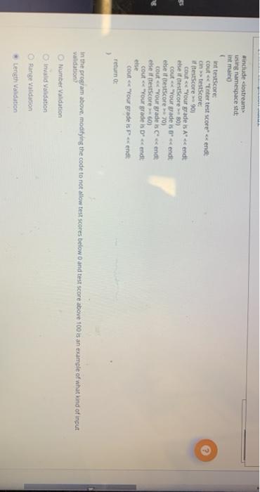  include dostream using namespace std; int maino int testScore: cout>estScore: if
