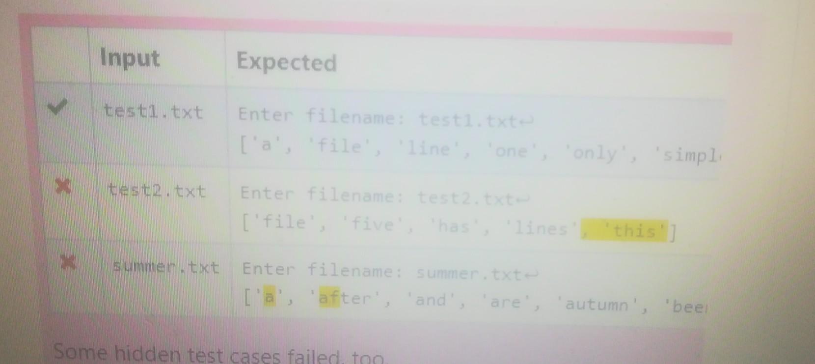 alphabetical order. Note: the file may include duplicate words. If the file