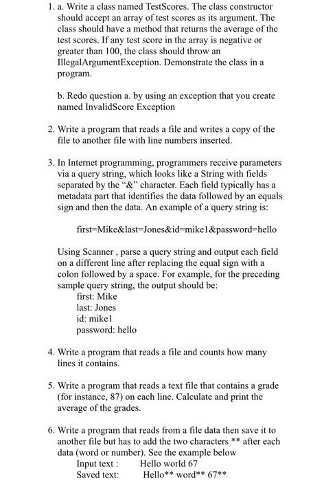  Java programming The code should be well documented.(JavaDoc) 1. a. Write