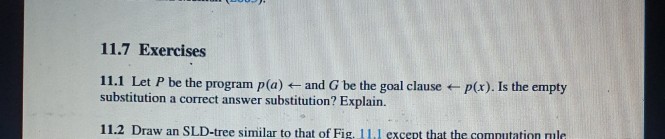  11.1 11.7 Exercises 11.1 Let P be the program P (a)