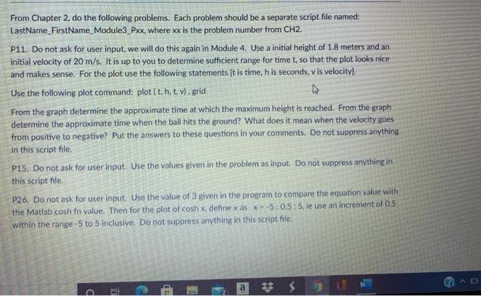 p15 From Chapter 2, do the following problems. Each problem should be