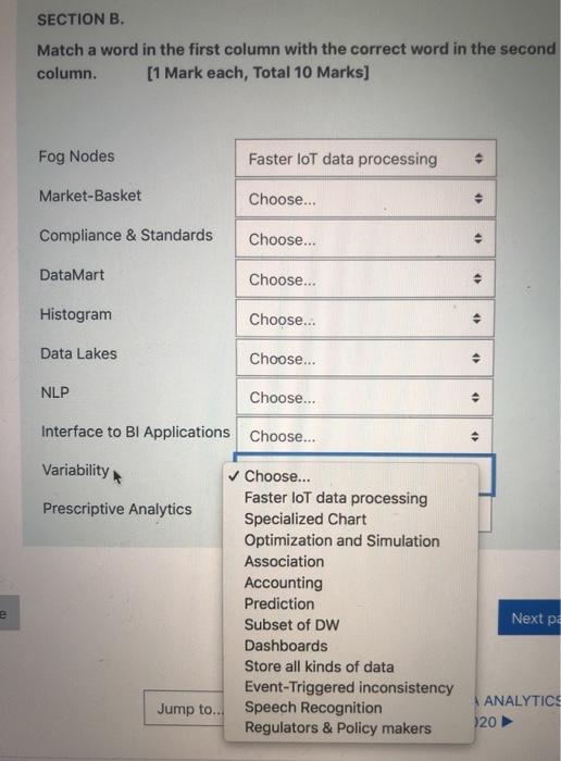  SECTION B. Match a word in the first column with the