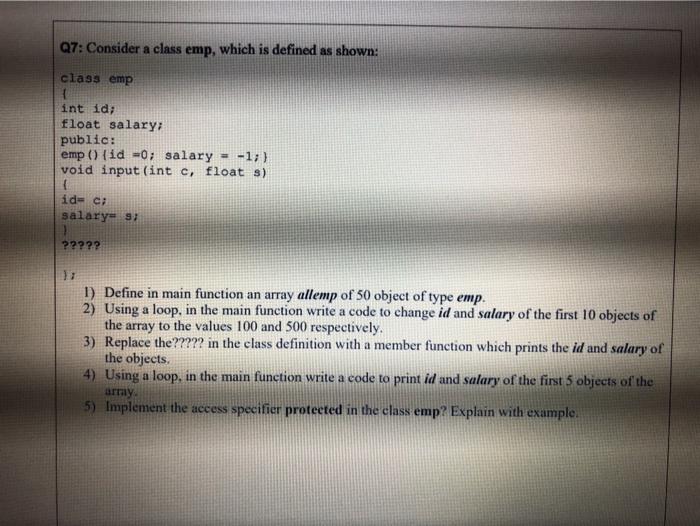 three pieces of information as private data members A first name (type