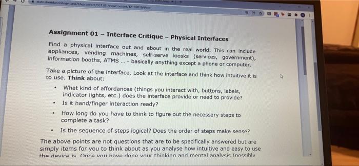  1/2009 . Assignment 01 - Interface Critique - Physical Interfaces Find