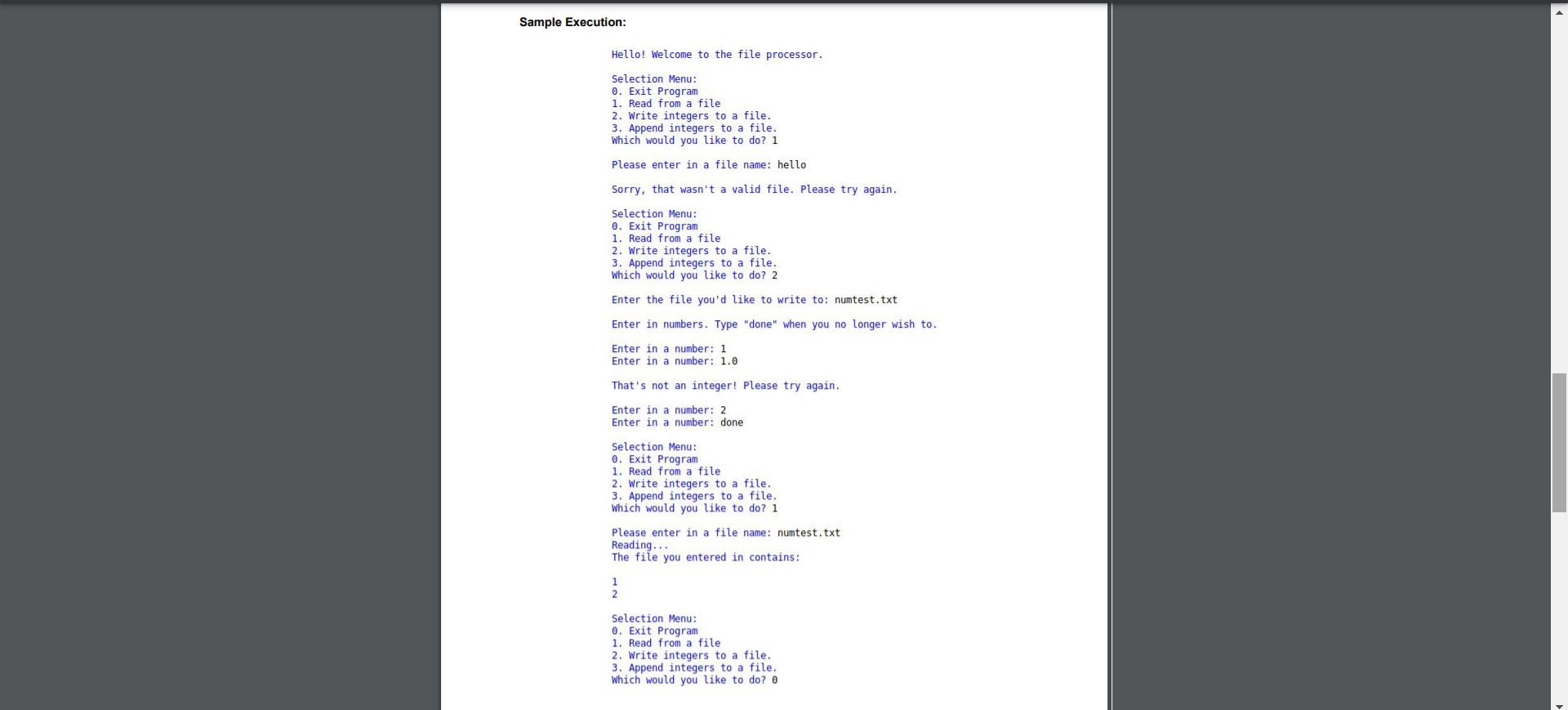 programming practices Assignment: Your job is to program an interface that allows