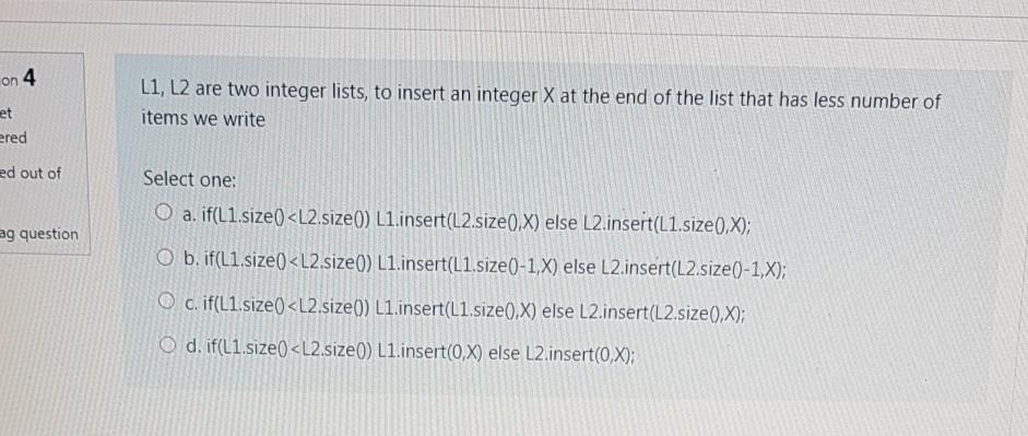data structures on 4 L1, L2 are two integer lists, to insert