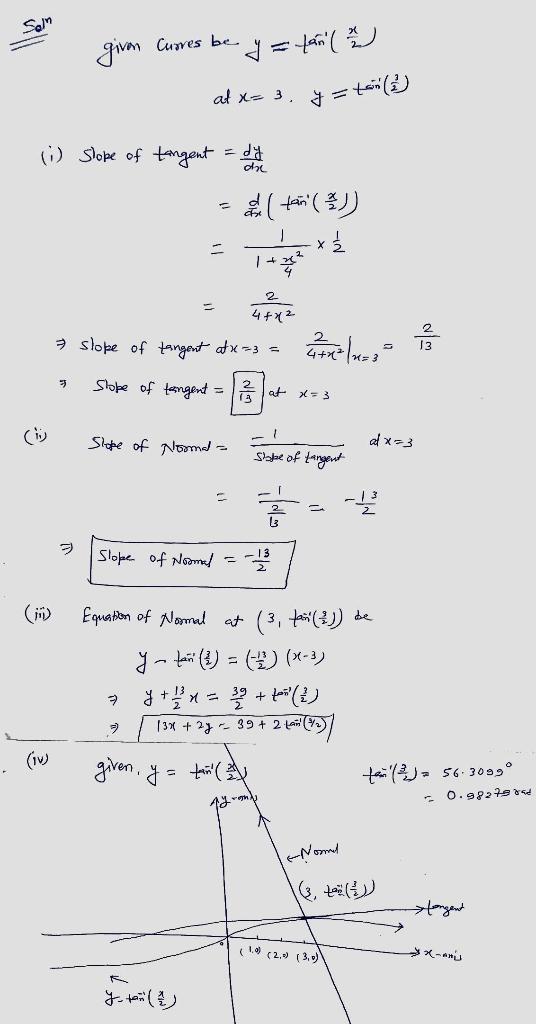 3) Find the equation of the normal curve of y = tan