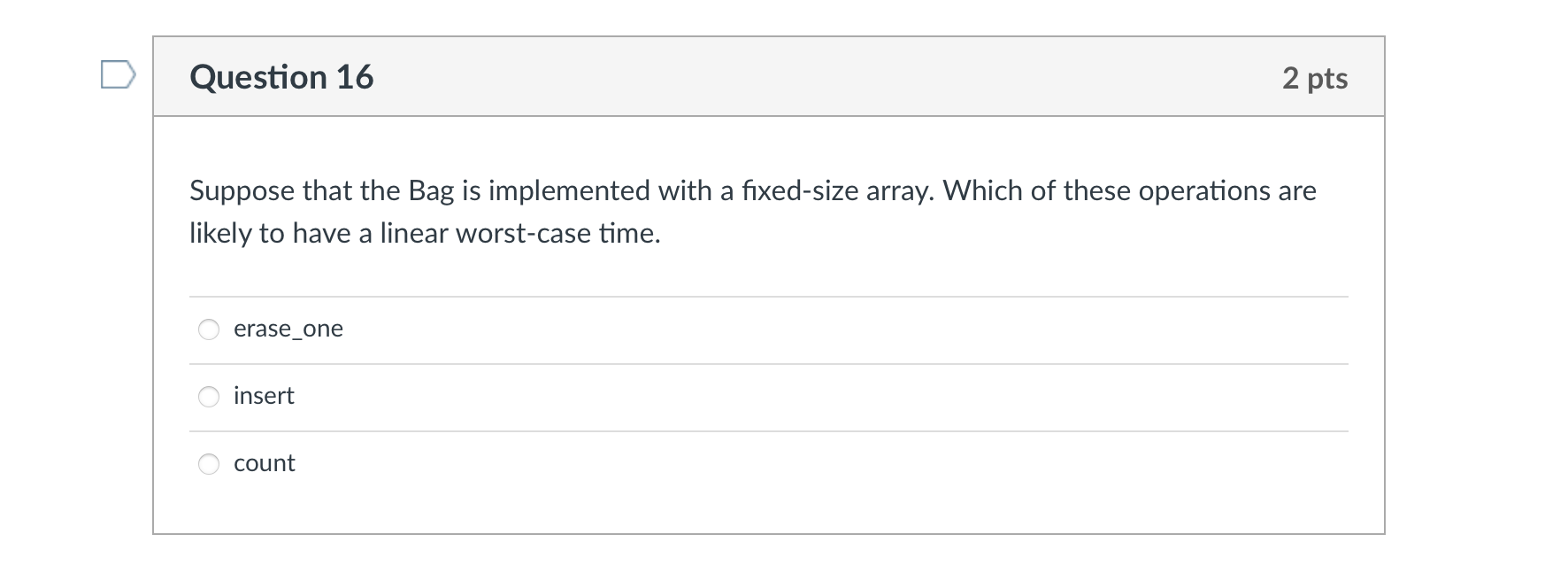 please i need this asap C++ Data Structure Question 16 2 pts