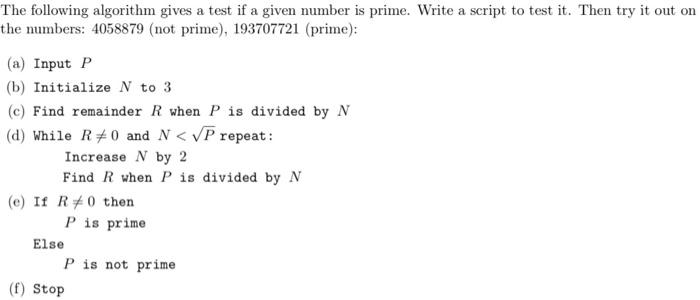 please solve for matlab , thank you The following algorithm gives a