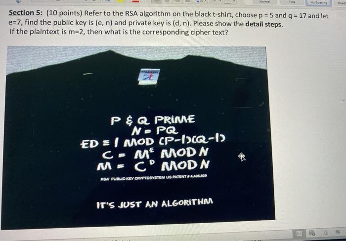 please reply as soon as possible Normal TE No Spacing Section 5: