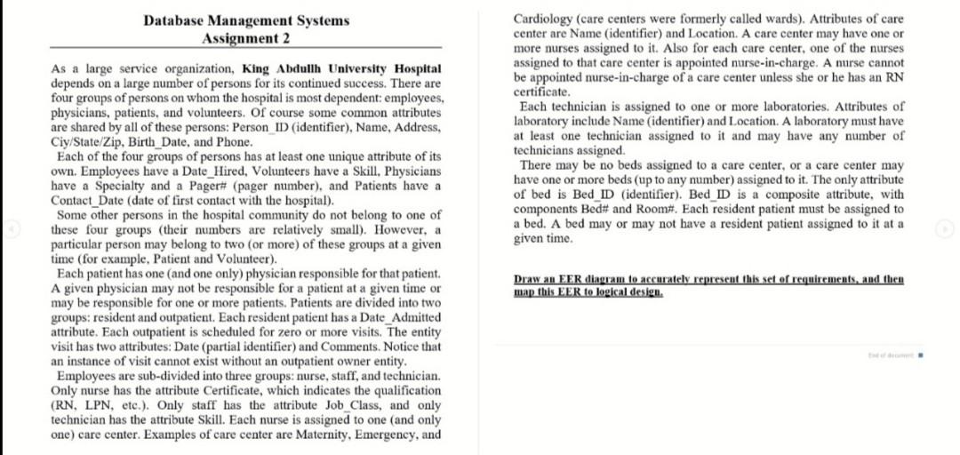  Draw the EER and mapping Database Management Systems Assignment 2 Cardiology