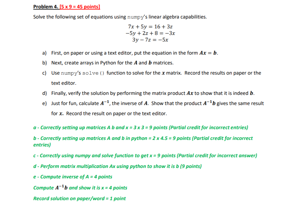 Please write in python and also the paper, thank you Problem 4.