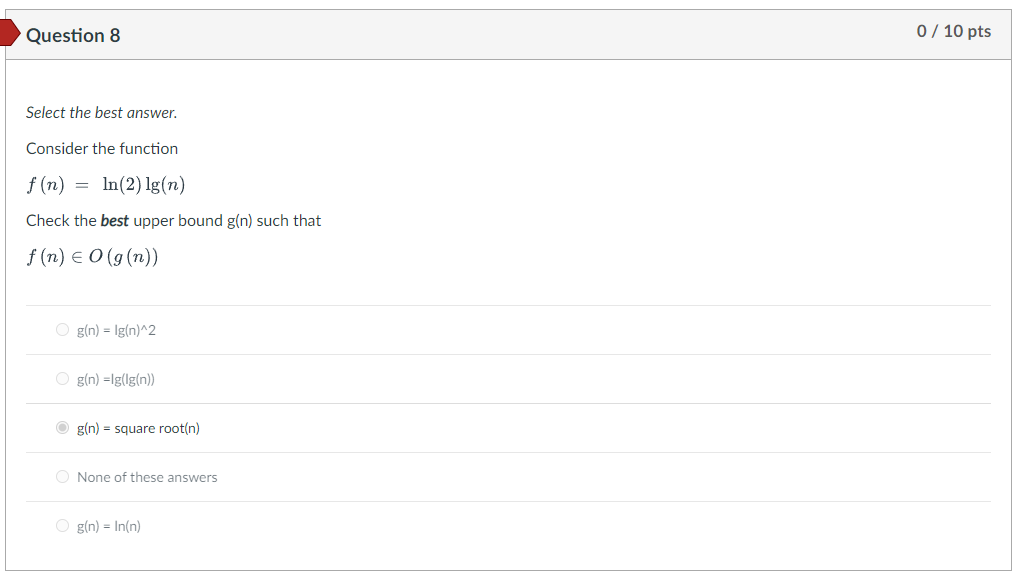 that f(n) O(g(n)) g(n) =n! O S(n) = 2^(n-1) O g(n) =
