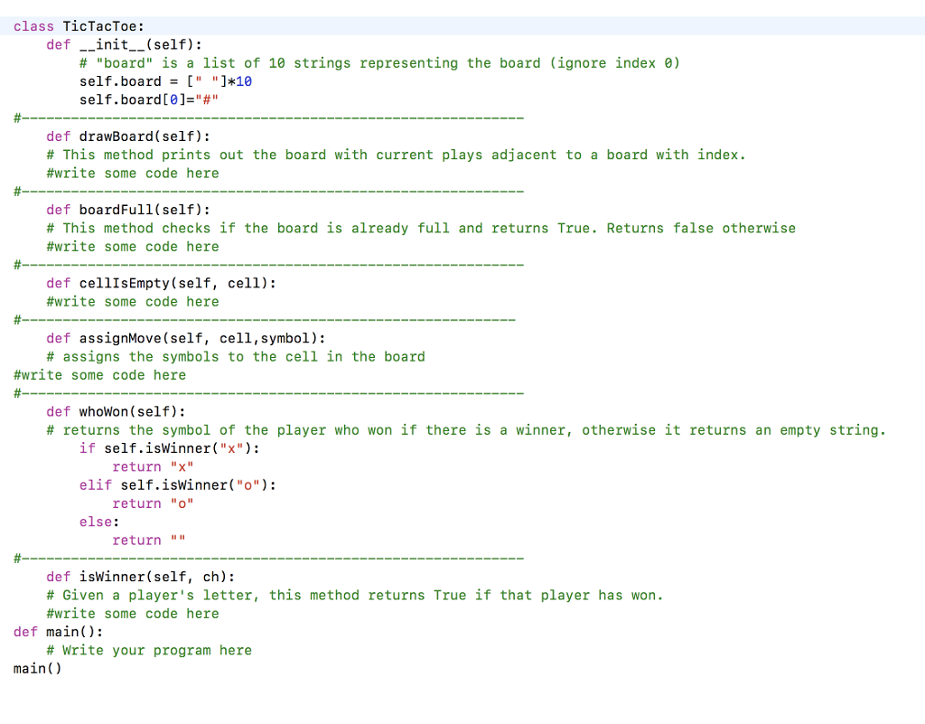 player or o for the other player. The goal (to win) is