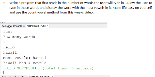  Using Java 2. Write a program that first reads in the