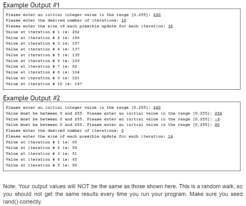 the output looking like the one shown? The behavior of a random