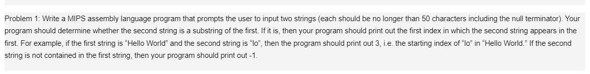  Problem 1: Write a MIPS assembly language program that prompts the