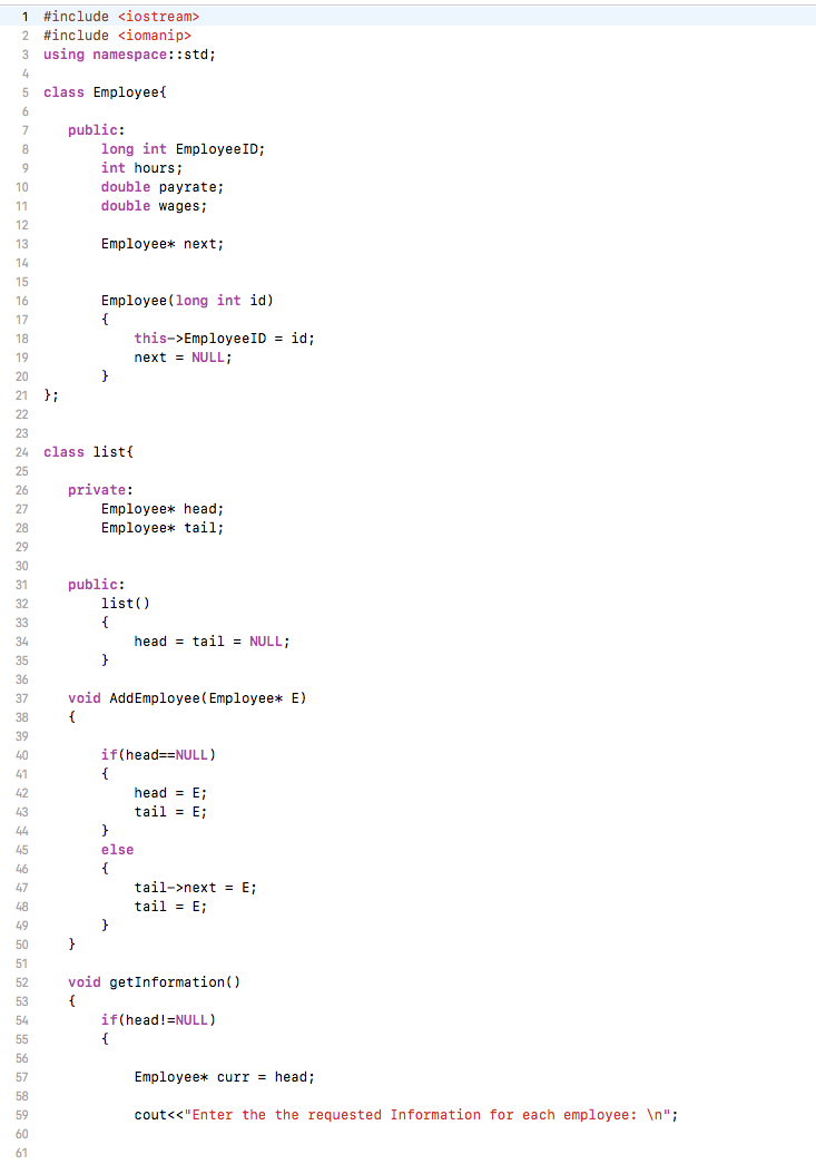 undefined 1 #include 2 #include 3 using namespace::std; 4 5 class Employee