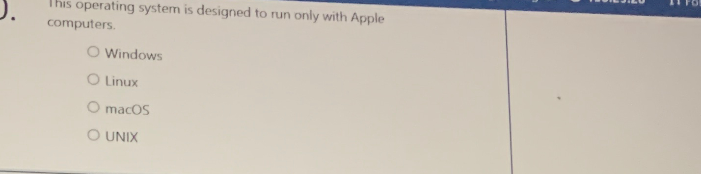  This operating system is designed to run only with Apple computers.
