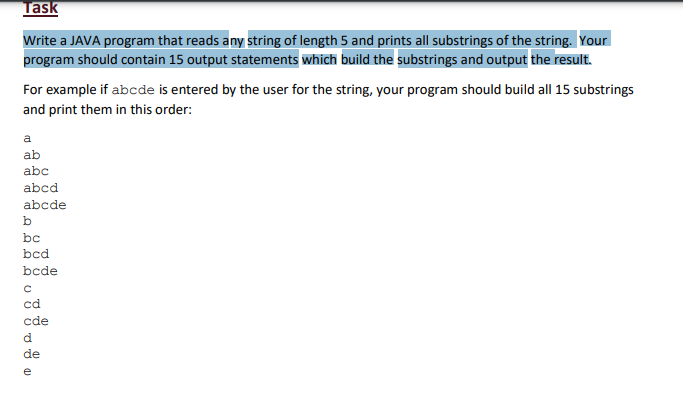 Write a JAVA program that reads any string of length 5 and