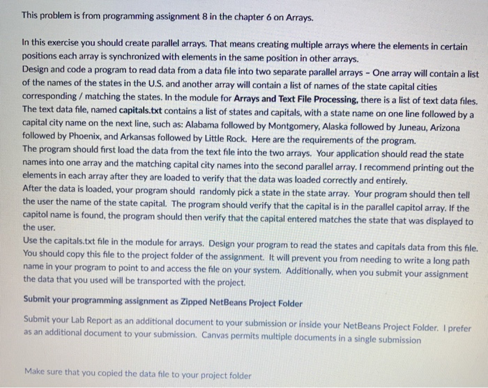  Programmed in Java This problem is from programming assignment 8 in