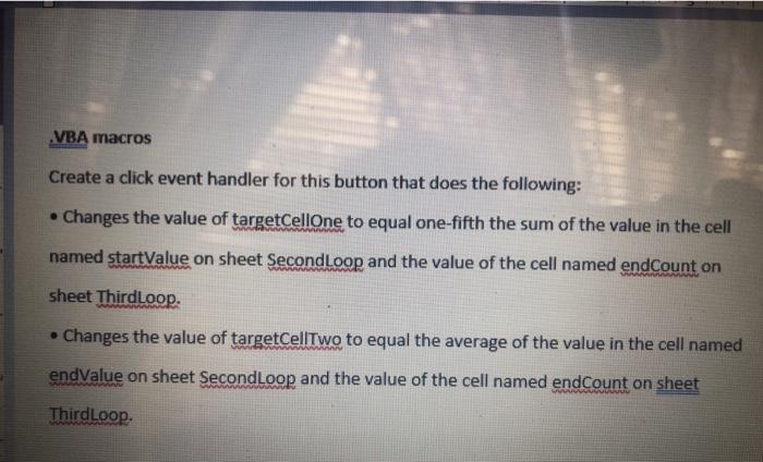  I need help to solve these two question inVBA macros excel