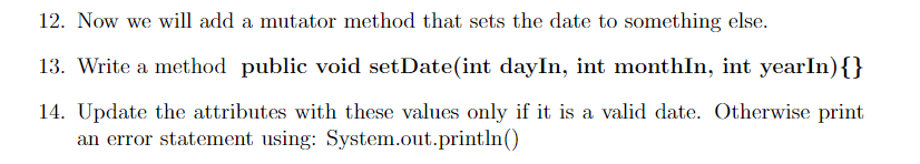 Use nested for loops to update the attributes in Java 12. Now