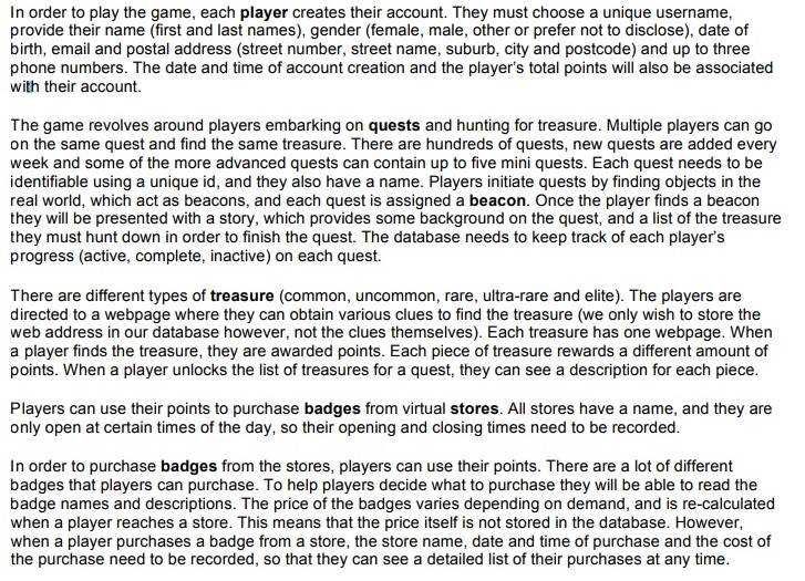 The Scenario Considering the use case provided, create an Entity Relationship Diagram