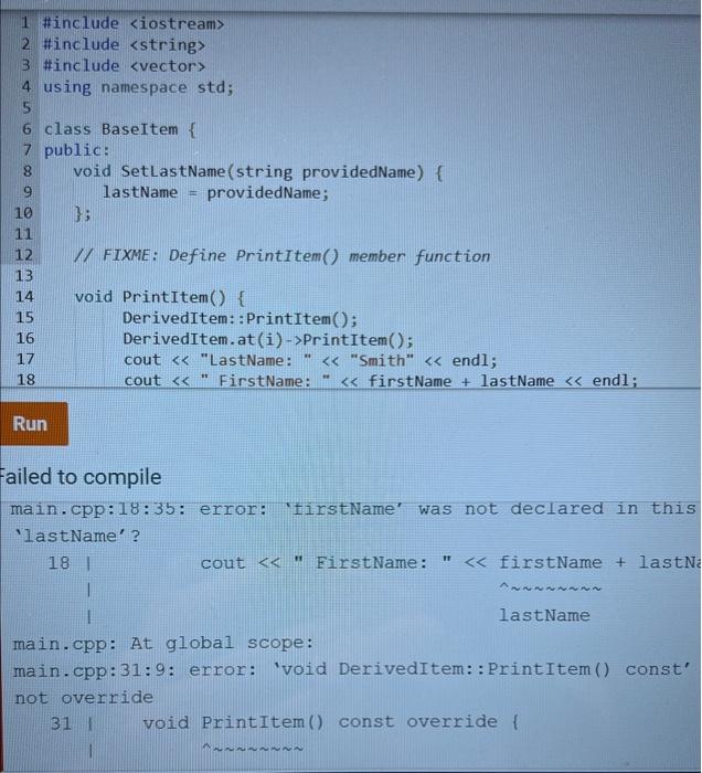 the base class. Sample output for below p Last name: Smith First