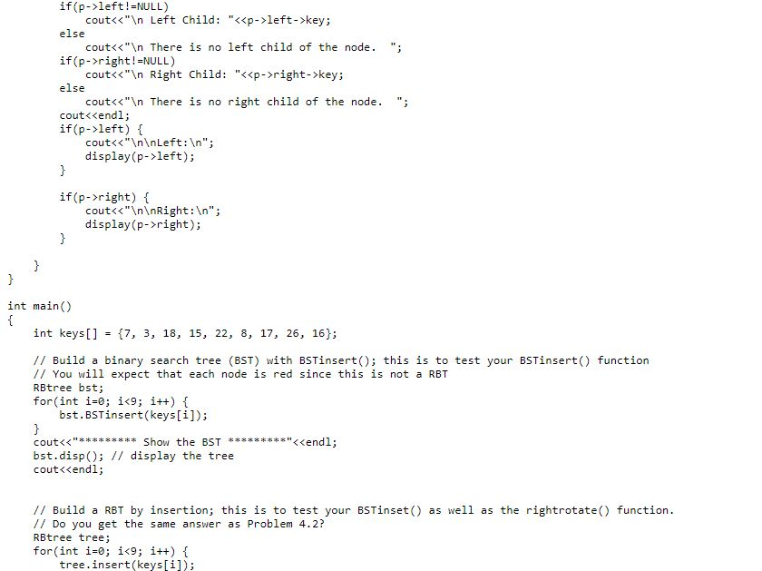 right; // RBT class class RBtree node root; public: RBtree() root NULL;