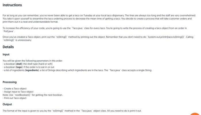 java Instructions For as long as you can remember you've never been