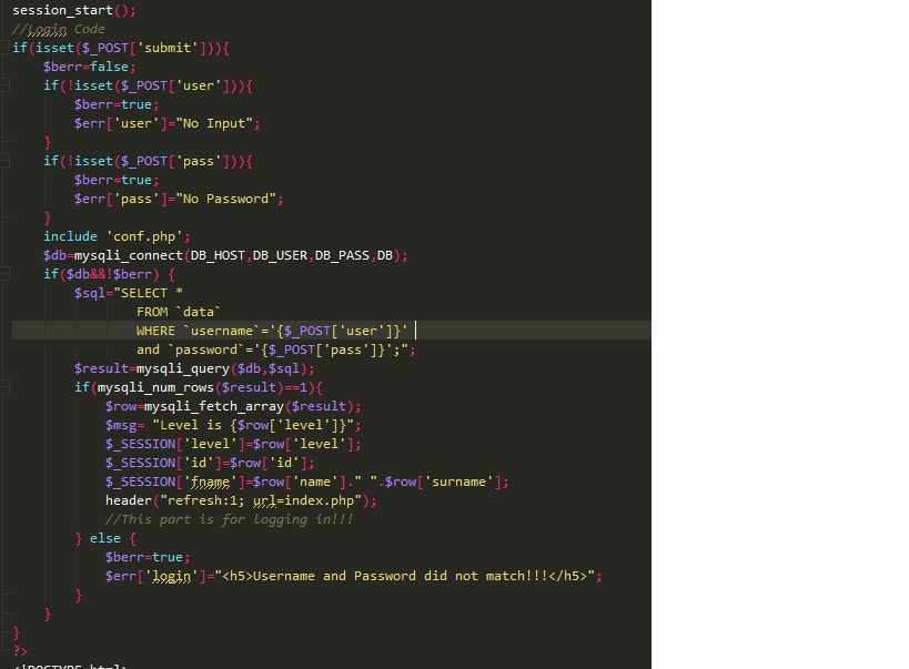 Please add md5() , mysqli_real_escape_string(),htmlentities to the php code below and please