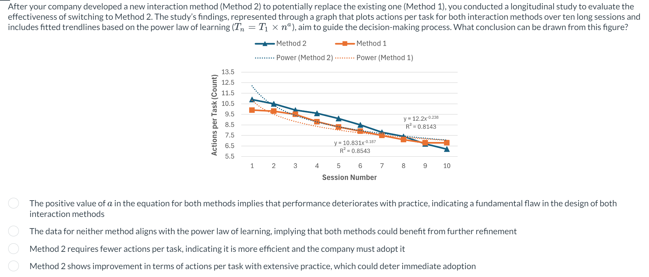  After your company developed a new interaction method (Method 2) to
