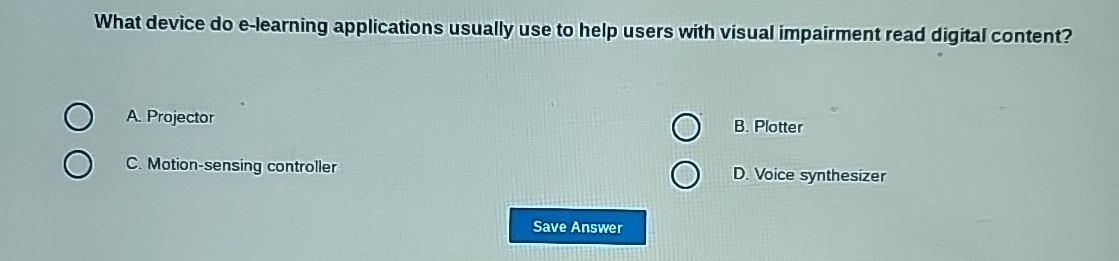  What device do e-learning applications usually use to help users with