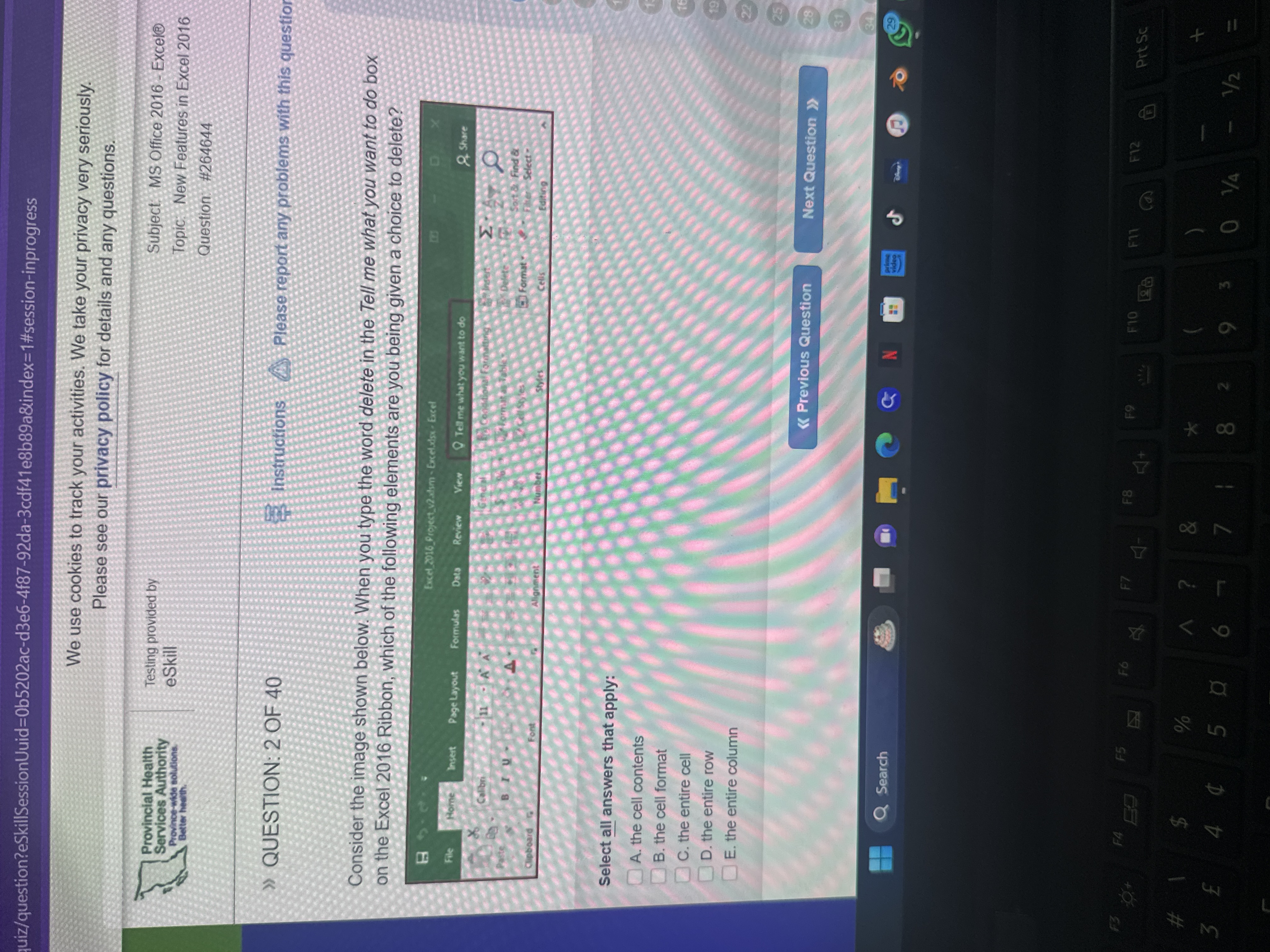  Consider the image shown below. When you type the word delete