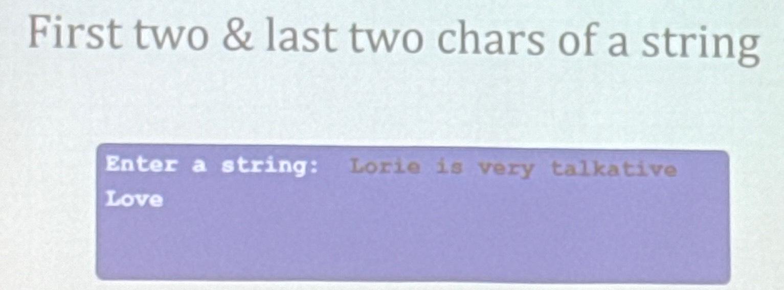  First two & last two chars of a string Bnter a