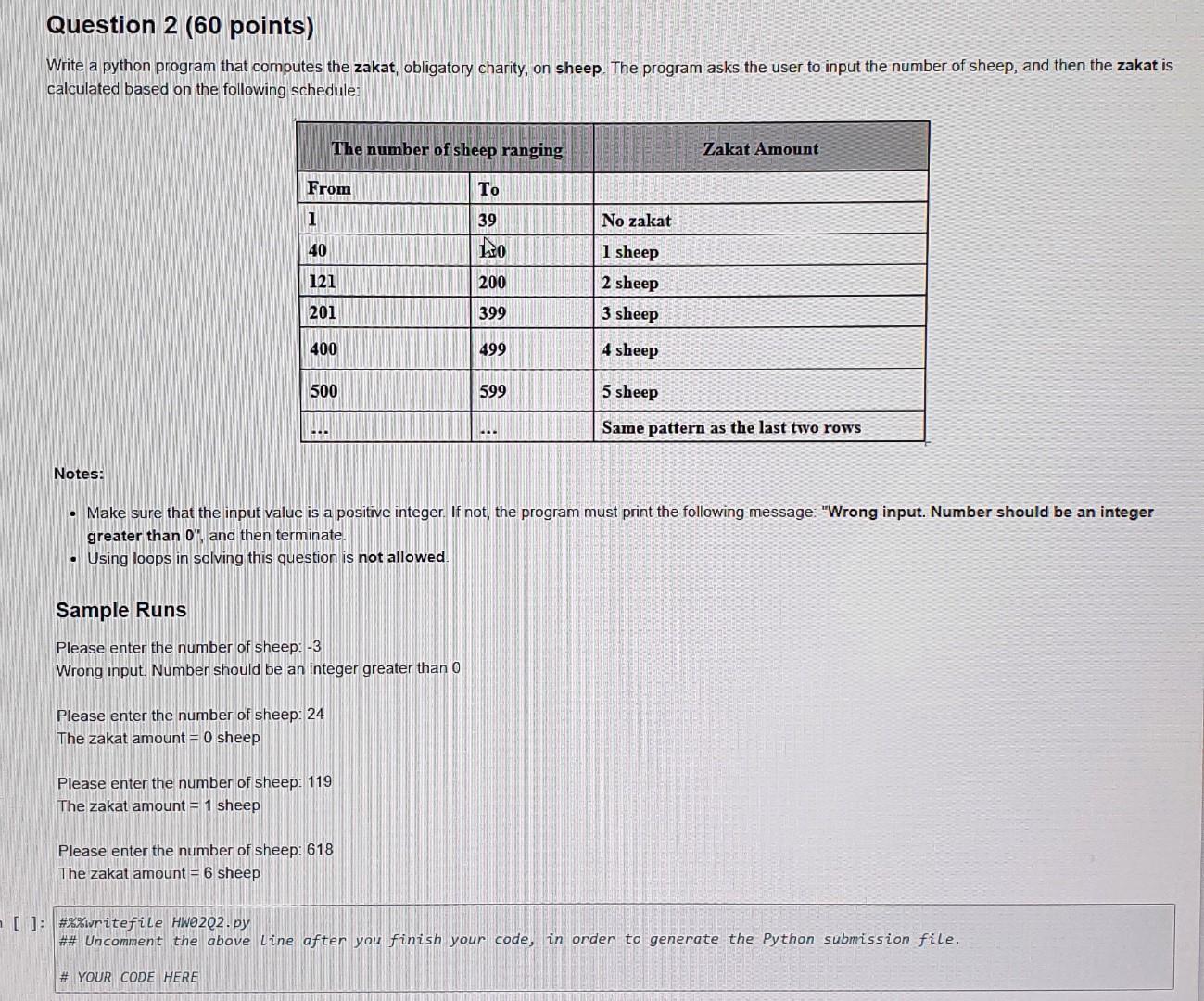  Question 2 (60 points) Write a python program that computes the