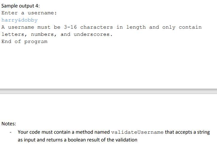 if the username is in a valid format, prompt the user to