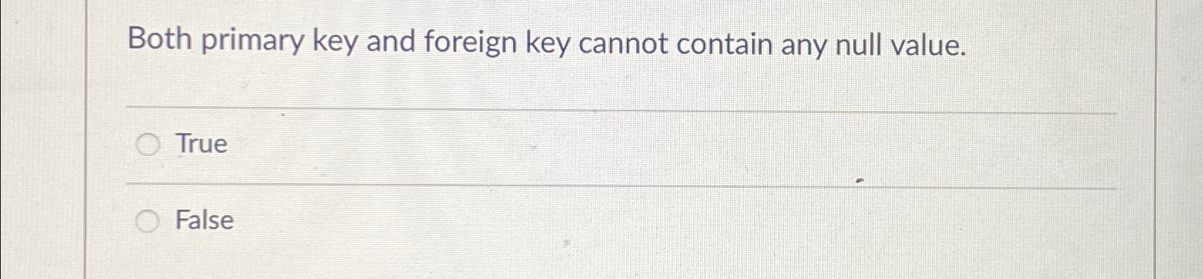  Both primary key and foreign key cannot contain any null value.
