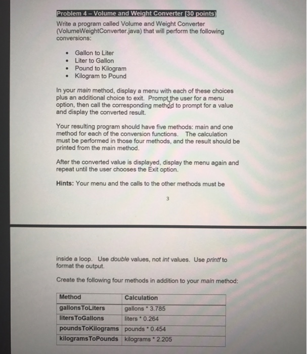  Code must use multiple "methods" and output must match the example.