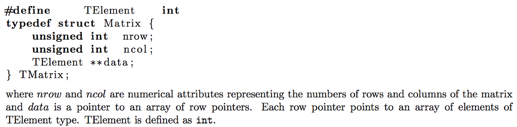  Write the API function void freeMatrix(TMatrix * m). This function is