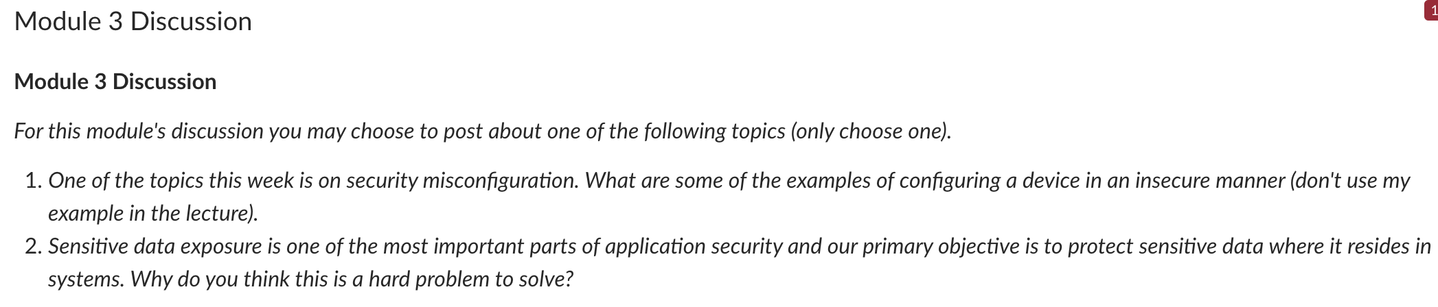  1 Module 3 Discussion Module 3 Discussion For this module's discussion