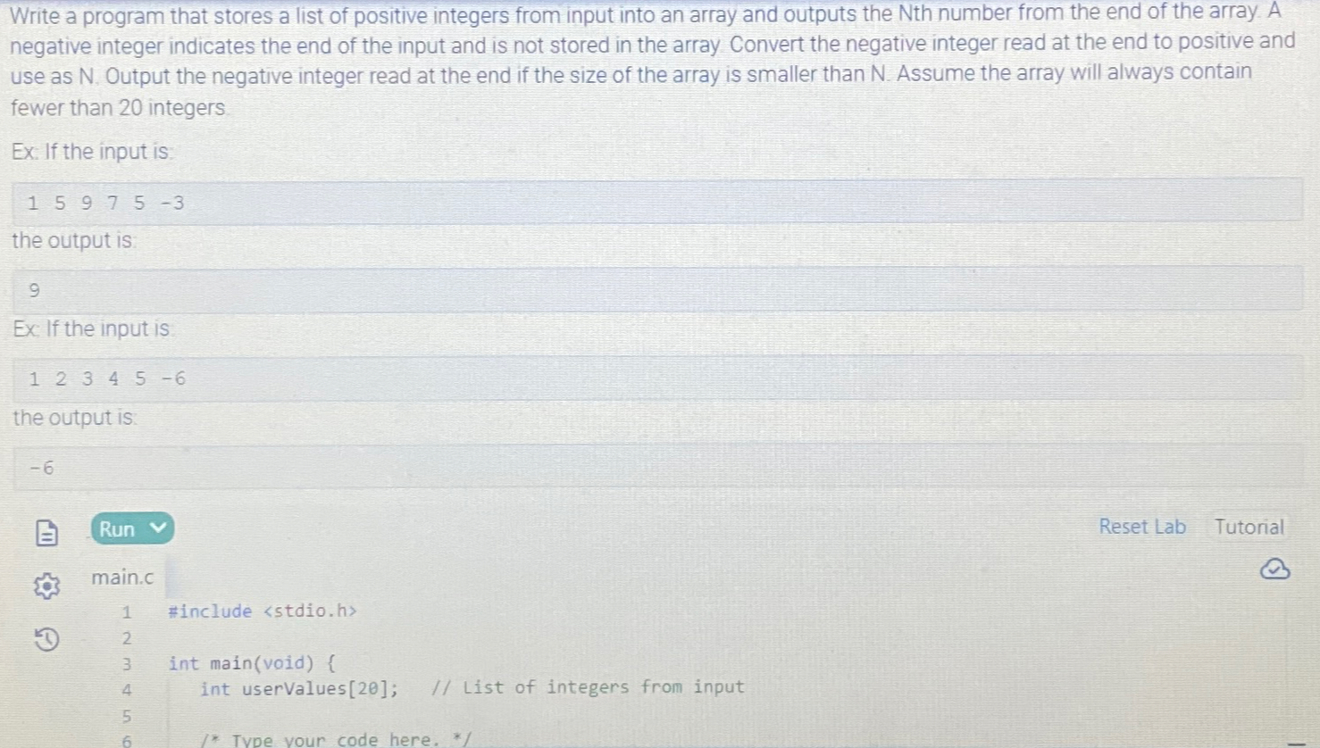  Write a program that stores a list of positive integers from