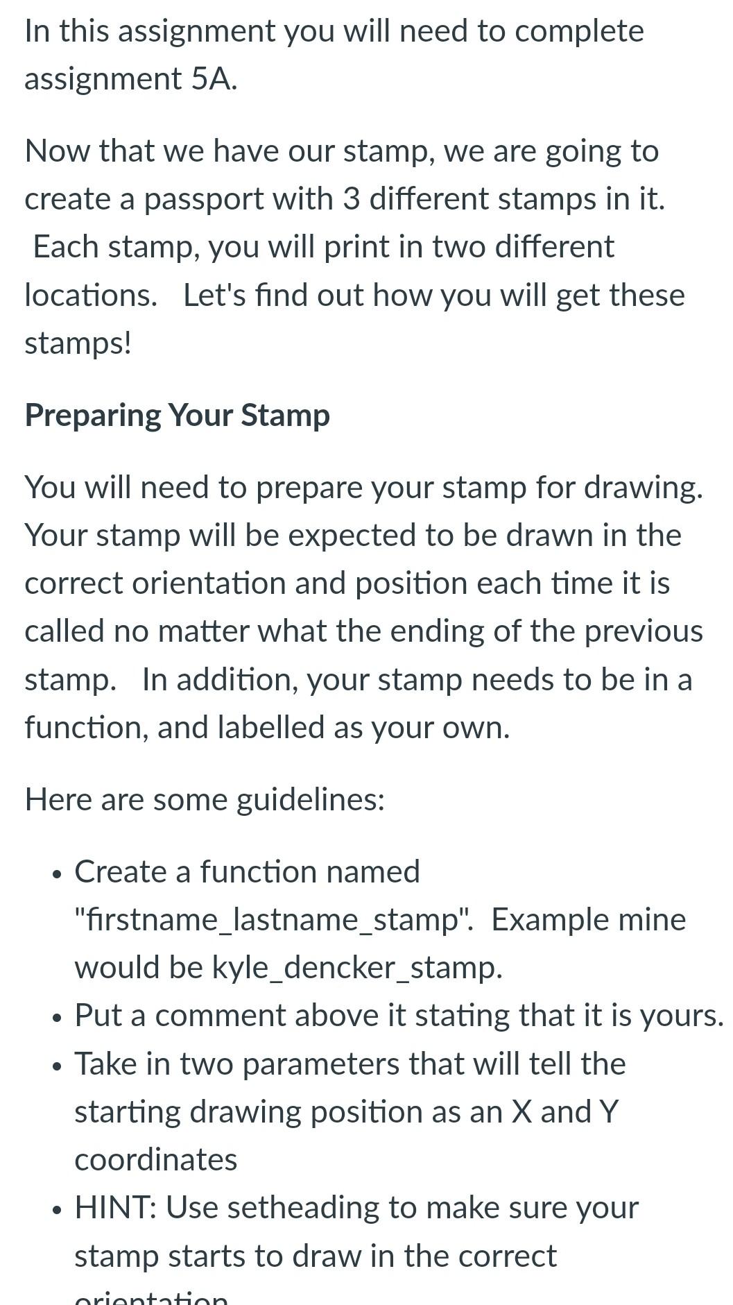  intro to python class go simple I have my stamp I'll