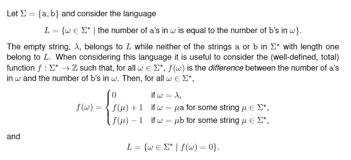  Let = {a,b} and consider the language L = {we L*