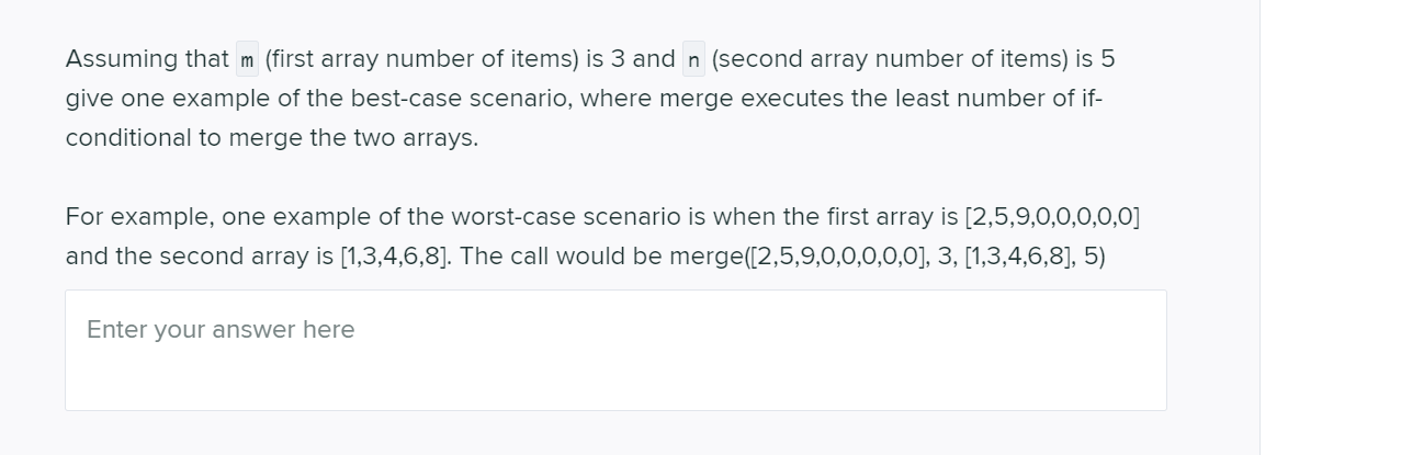 (code below) merges the two sorted parameter arrays. // num1 and num2