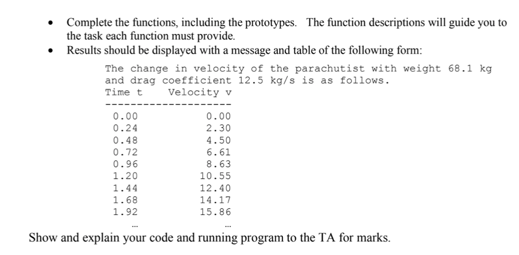 the Free Falling Parachutist - Using Loops to work with Arrays (60