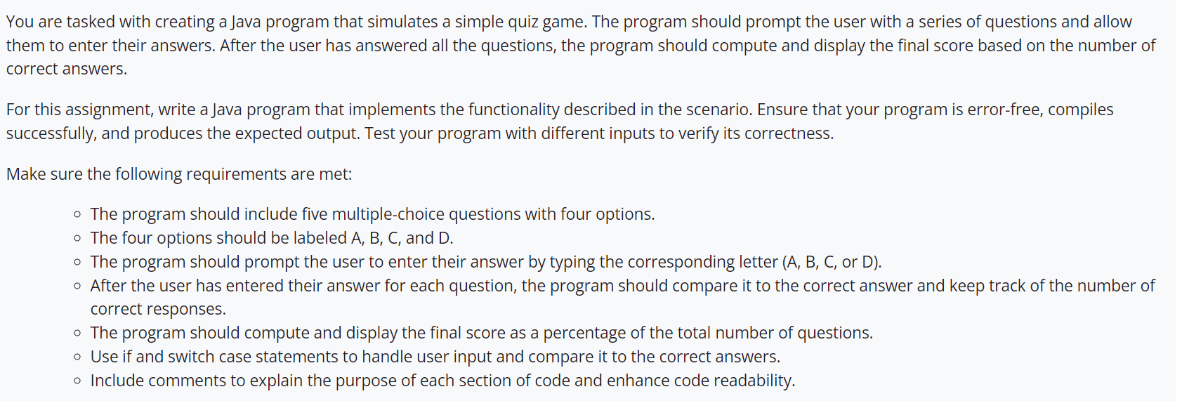  You are tasked with creating a Java program that simulates a