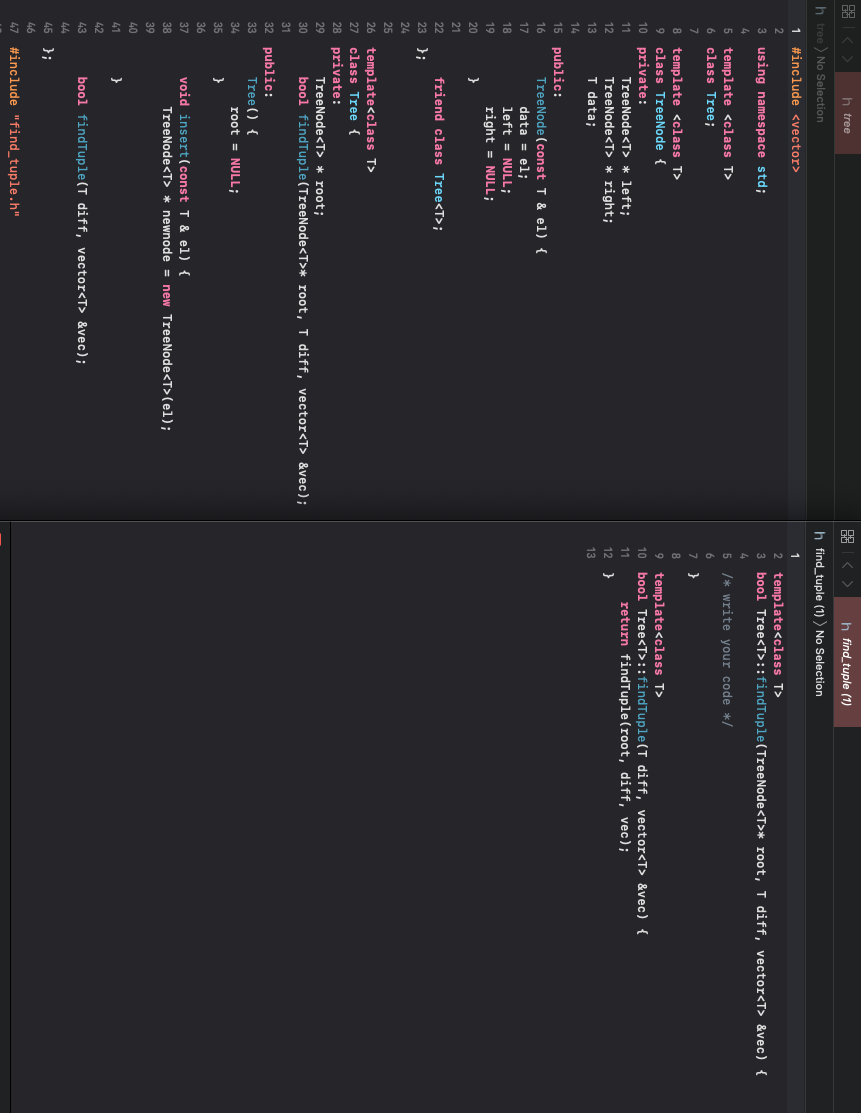 member functions: insert and findTuple. The insert function inserts elements into the